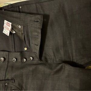 Unbranded Raw Selvedge Black Relaxed Jeans for Men
